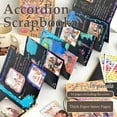 thumbnail image 4 of Accordion Foldable Scrapbook Album, 4.3 * 7.1in Stretchable DIY Handmade Memory Book with Blank Pages, Large Photo Album Kit for Anniversary, Travel, Lovers, Birthday & Christmas Gift(Black), 4 of 7