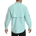LRD Men's UPF 30 Long Sleeve Button Down Fishing Shirts Light Blue XXL