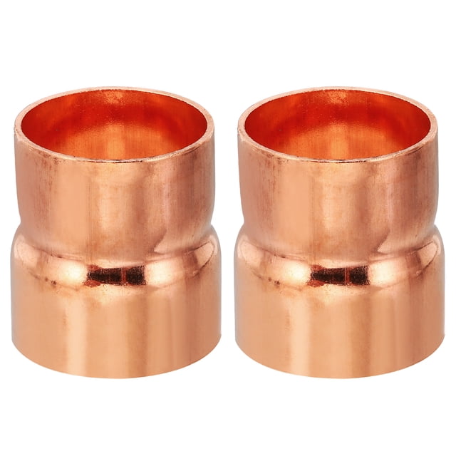 Uxcell reductor de cobre de 1 1/2" a 1 3/8" ID, 2 piezas de acoplamiento de cobre reductor, accesorio de presión para tubo, conector adaptador