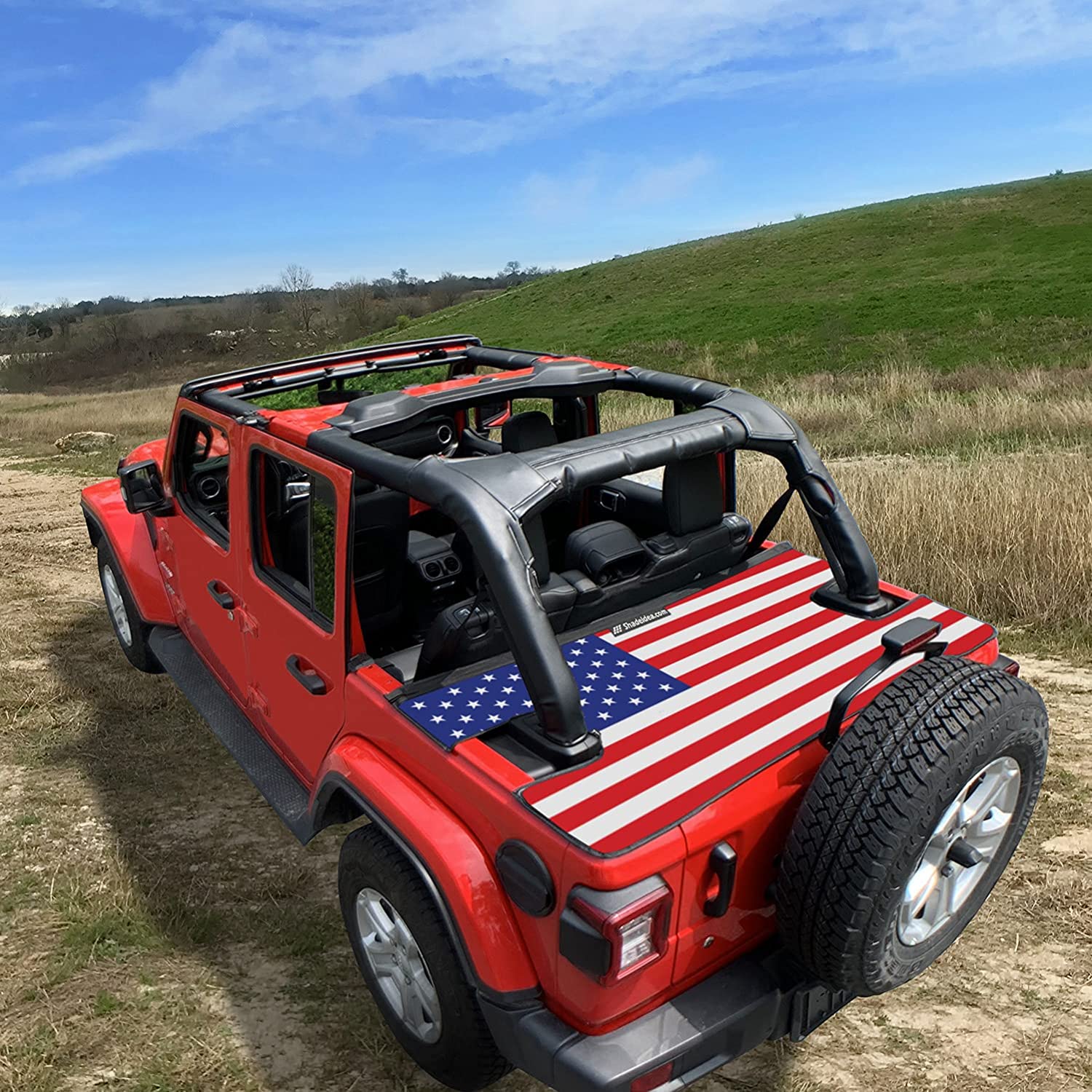 Shadeidea Jeep Wrangler Cargo Cover JL 4 Door Tonneau Cover JLU (2018-Current) Rear Trunk Vinyl Tailgate Cover for Rubicon Sahara Sport S ( America Flag ) - 3 Years Warranty
