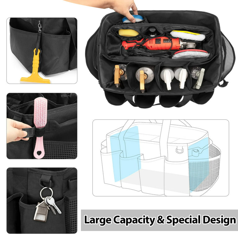 Detailing CM31 Bag with Polisher Carry Bag, Large Detail Bag Car Care Box  for Auto Detailing Supplies, Car Wash Caddy & Trunk Organizer for Buffer