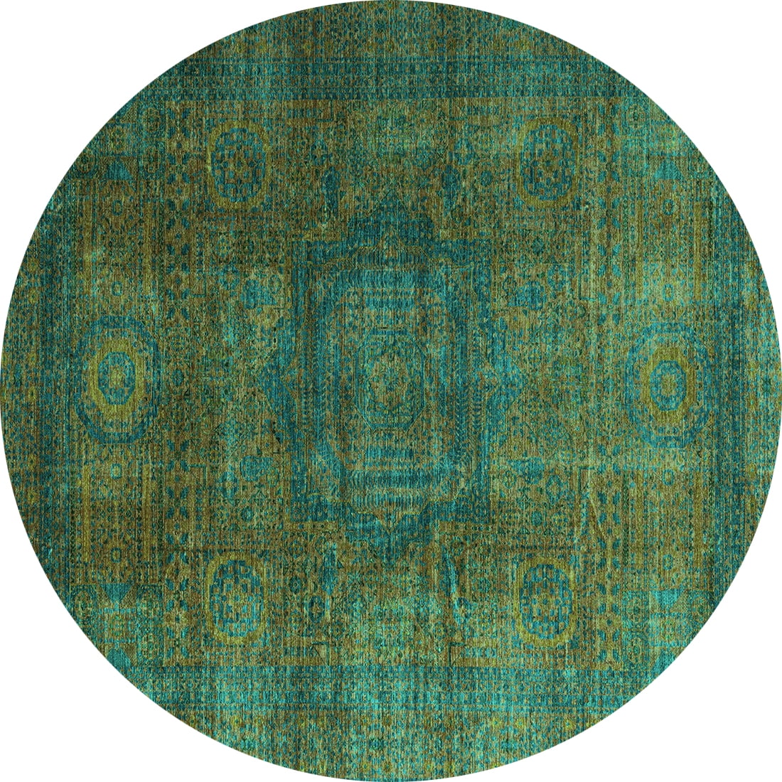 Ahgly Company Indoor Round Abstract Turquoise Blue Modern Area Rugs, 5 ...