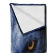 thumbnail image 2 of Wolf Soft Flannel Fleece Throw Blanket, Wild Animal with an Angry Expression Woodland Fauna Themed Photography, Cozy Plush for Indoor and Outdoor Use, 50" x 70", Blue Pale Blue, by Ambesonne, 2 of 5