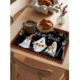 thumbnail image 3 of Placemats Set of 6 Halloween Ghost Horror Boo Pumpkin Orange Plaid Trick Or Treat Heat Insulation Washable Place Mats, Rustic Non-Slip Table Mats for Dining Table Party Kitchen Decor,13x19 Inch, 3 of 4