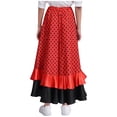 thumbnail image 4 of TiaoBug Kids Girls Polka Dots Layered Ruffle Flamenco Skirt Spanish Folklorico Gypsy Full Circle Dance Skirts Red 6, 4 of 7