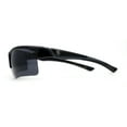 thumbnail image 3 of Classic Mens Baseball Half Rim Wrap Around Plastic Sunglasses Black Grey, 3 of 4