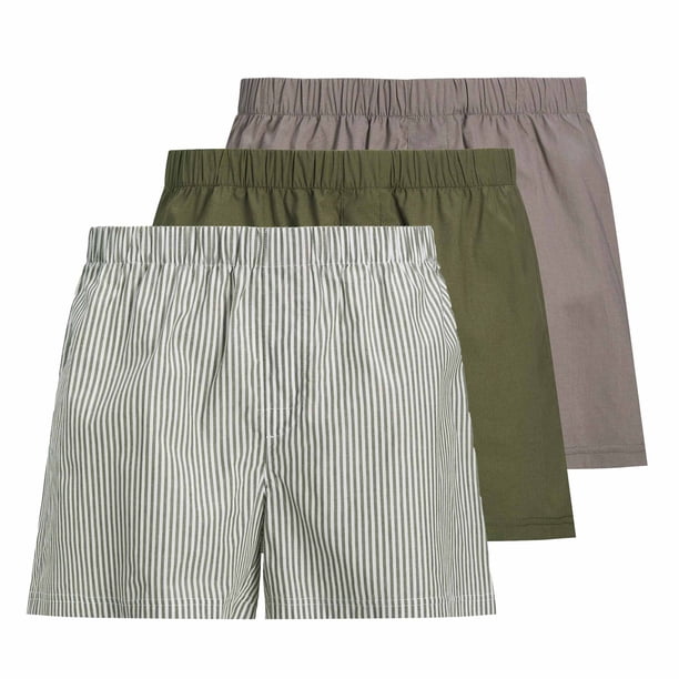 JACK&JONES boxers tejidos para hombre, pack de 3 - JACMILANO WOVEN BOXERS 3 PACK , algodón Verde/Blanco/Marrón M (Medium)