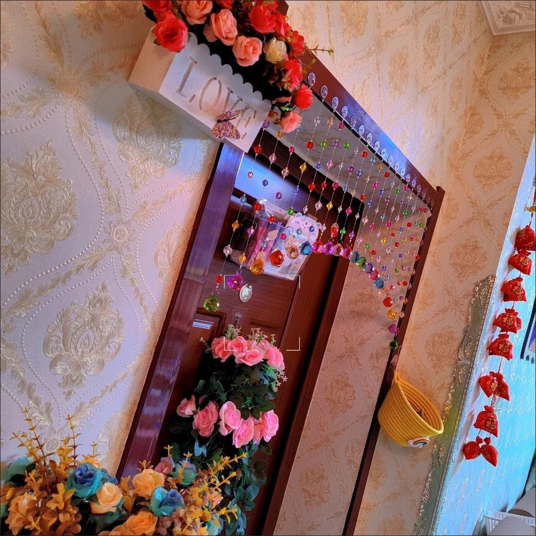 20 Strings Multicolor Crystal Beaded Curtain Room Divider & Door Decoration