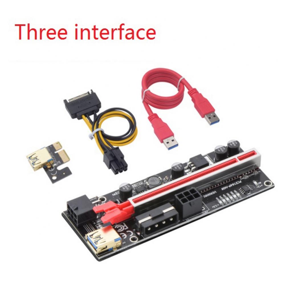 Pcie Splitter 1 to 4 PCI Riser Card, 4 Risers into 1 PCI Card, PCIe Risers 1X to External 4 PCI-e USB 3.0 Adapter Multiplier for Bitcoin Miner Device - image 1 of 5
