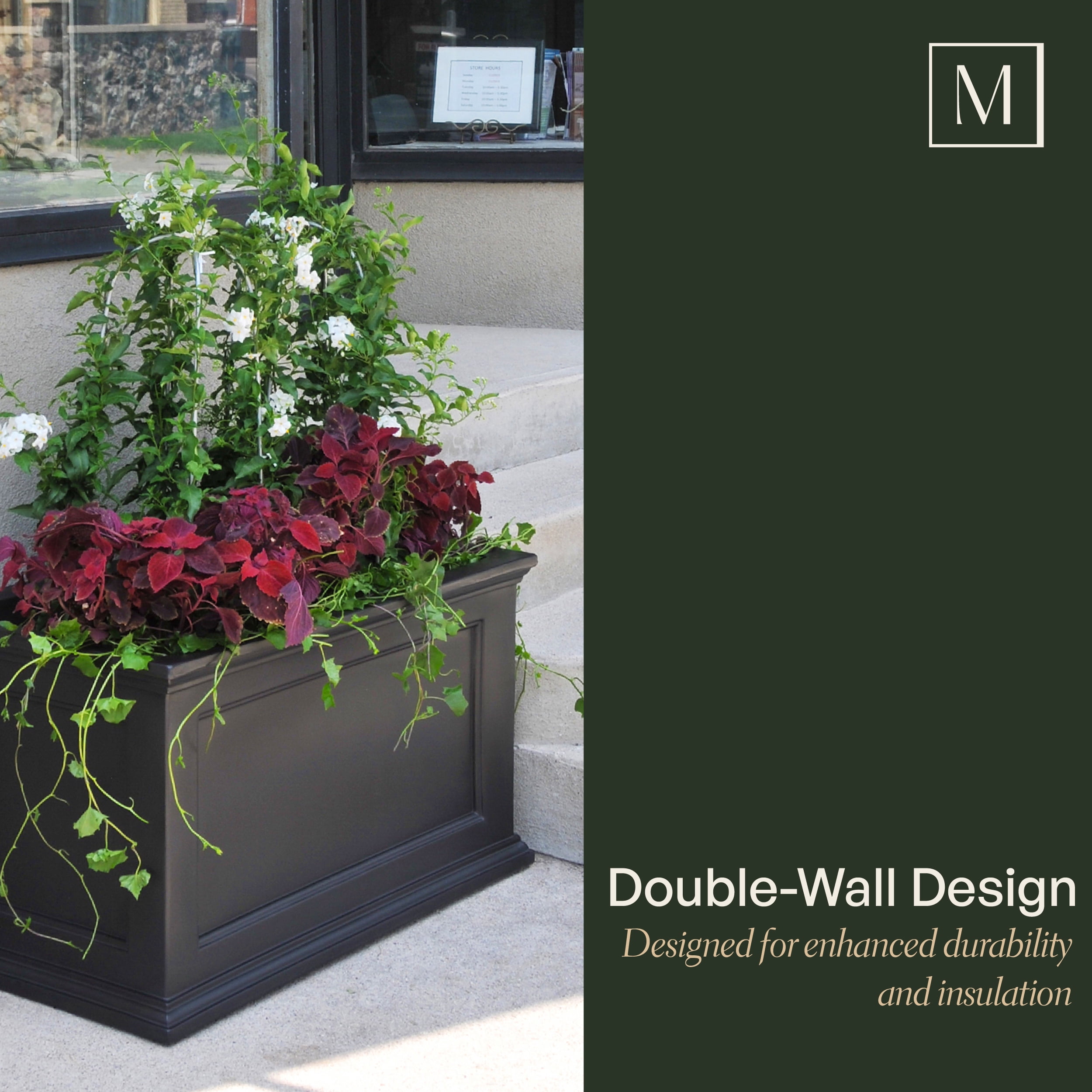 Mayne Fairfield 36" x 20" x 20" Rectangle Black Self Watering Plastic Planter