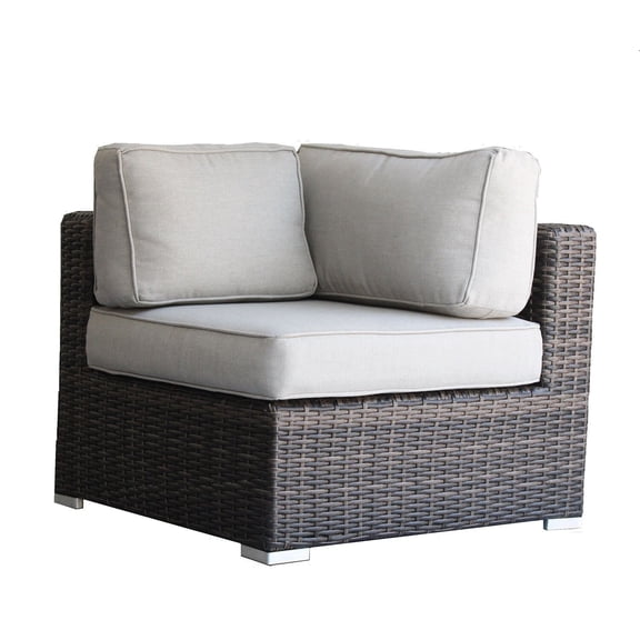 Outdoor Sofa, Minnesota Wicker Sectional Corner - Brown, Multicolor Patio Furniture,Wicker Outdoor Sectional, Garden & Outdoor & Patio Furniture Patio Seating