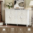thumbnail image 4 of HLR 48"W Vintage Wood 4 Doors Sideboard Buffet Cabinet with Storage for Living Room, Credenza White., 4 of 7