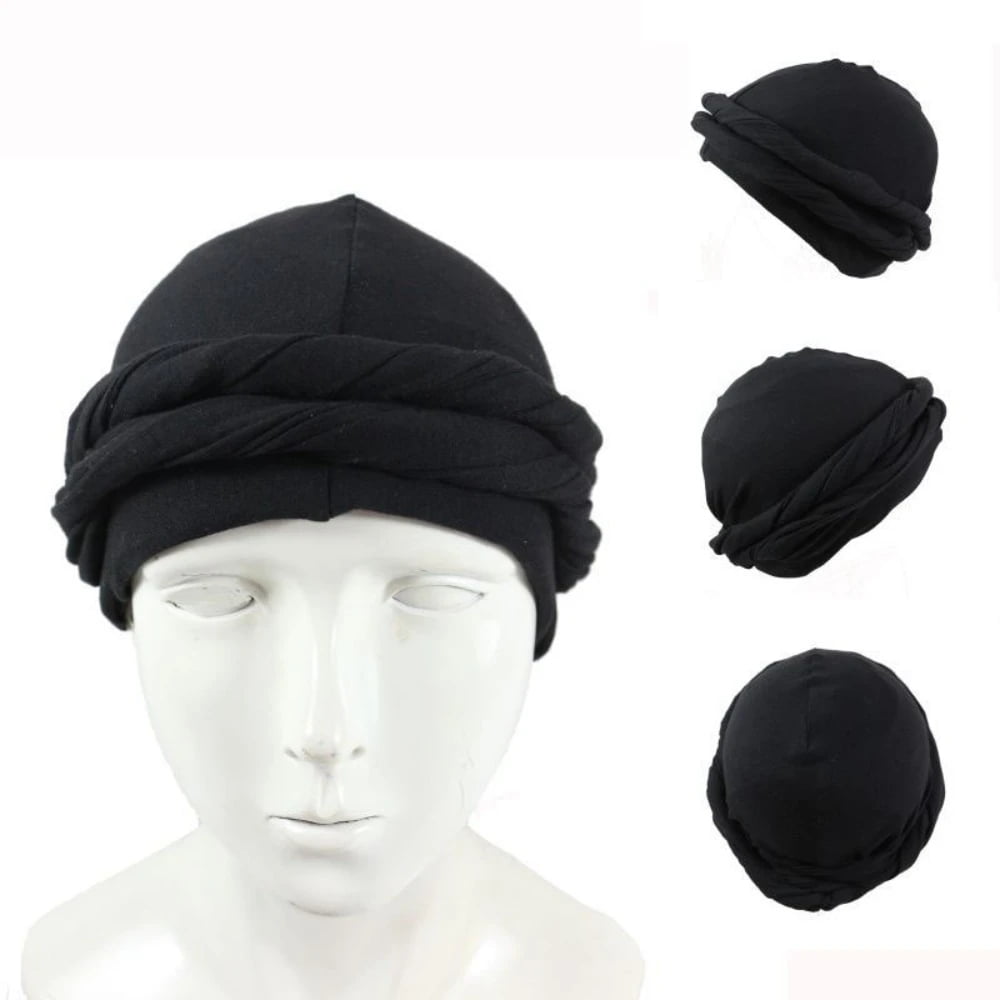 Men Muslim Durag Turban Head Wrap Satin Lined Head Scarf Hijab Hat