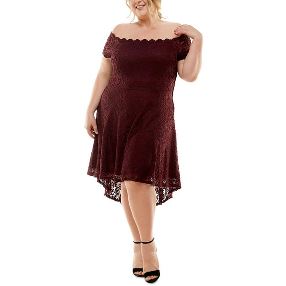 City Studio Womens Plus Floral Lace Cocktail and Party Dress