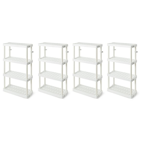 Gracious Living 4 Shelf Adjustable Height Storage Unit, White (4 Pack)