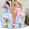 thumbnail image 4 of Hyknon 3Pcs Backpack Set for Women, Cute Cartoon Large Backpack Set with Lunch Bag Pencil Case, Multi-Layers Pocket Durable Backpack, Lightweight Casual Daypack for Outdoor Campus Daily Use, Blue, 4 of 5