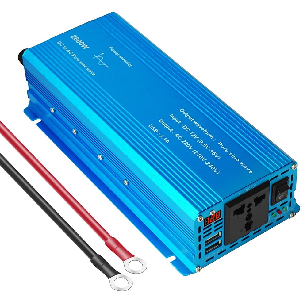DAMIFU Pure Sine 12-24V 110-220V 50-60Hz 2600W Car Solar Converter Inverter