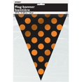 thumbnail image 2 of 12' Orange and Black Polka Dot Halloween Flag Banner, 2 of 2