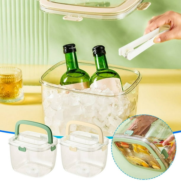 Cubo portátil de hielo con tapa y correa - Cuenco de fruta de gran capacidad y nevera de champán para fiestas, picnics y almacenamiento en la encimera de la cocina