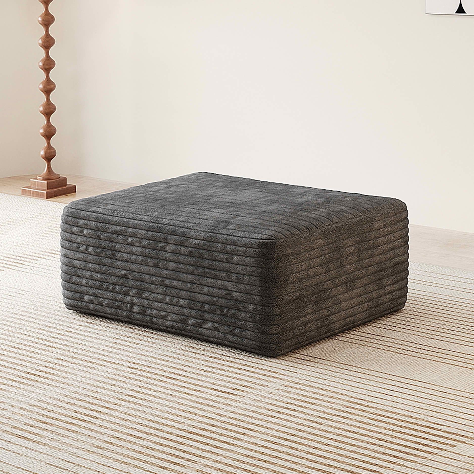 MAYEERTY Cloud Sofa Ottoman, Plush Fabric Upholstered Footrest, No Assembly Required for Living Room Leisure Area