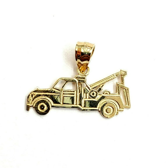 New 14k yellow Gold tow truck car Pendant charm gift fine jewelry 1.1g