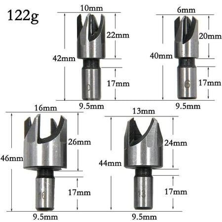 

4pcs Imperial Hexagon Handle Black Claw Nitrided Cork Drill Woodworking Plank Hole Opener Reaming Drill Bit Extraction Tool Set