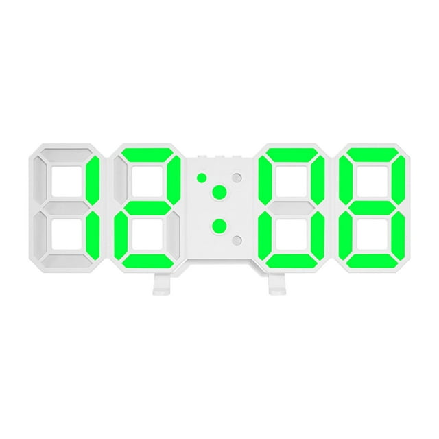Reloj de pared digital 3D con alarma LED y pantalla grande. Verde