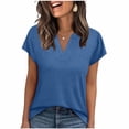 thumbnail image 2 of Abomasnow Womens Summer T-Shirts Cap Sleeve V-Neck Solid Color Shirts Business Casual Loose Fit Beach Vacation Basic Tees Shirts, 2 of 5