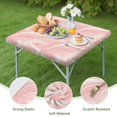 thumbnail image 4 of Pink White Gold Marble Pattern Square Fitted Tablecloth with Elastic Edge,Square Table Cover,Washable Elastic Table Cover for Home Kitchen Party Decor 36"x36", 4 of 6