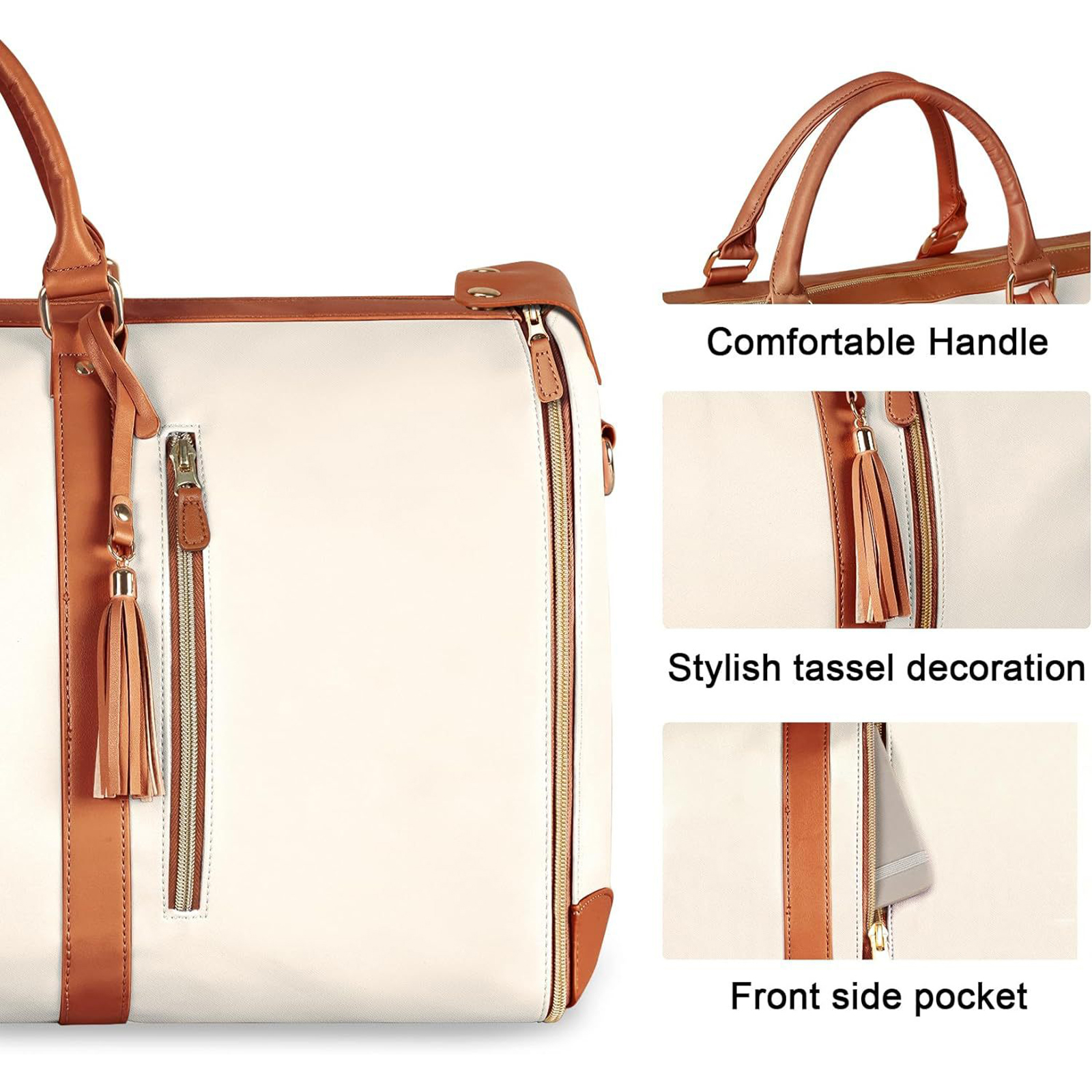 Multifunctional Waterproof Suit Travel Bag Large Capacity Foldable Portable PU Leather Garment Bag with Adjustable Strap