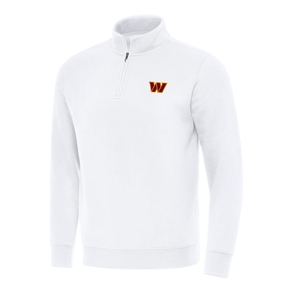 Men's Antigua White Washington Commanders Victory Quarter-Zip Pullover Top