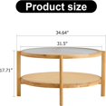 thumbnail image 6 of Sudica Modern Minimalist Circular Double-Layer Wood and Glass Coffee Table with Solid Wood Frame, Brown, 6 of 8