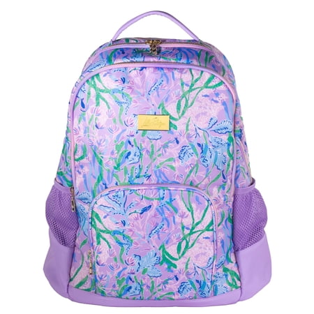 Lilly Pulitzer Large Backpack with Pockets, Adjustable Strap, and Handle, Large Bookbag for Work and Travel, Secret Escape C30