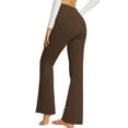 thumbnail image 4 of ValueVibe Womens Flare Yoga Pants with Pockets V Cross Waist Bootcut Pants Tummy Control Workout Leggings, Brown XL, 4 of 7