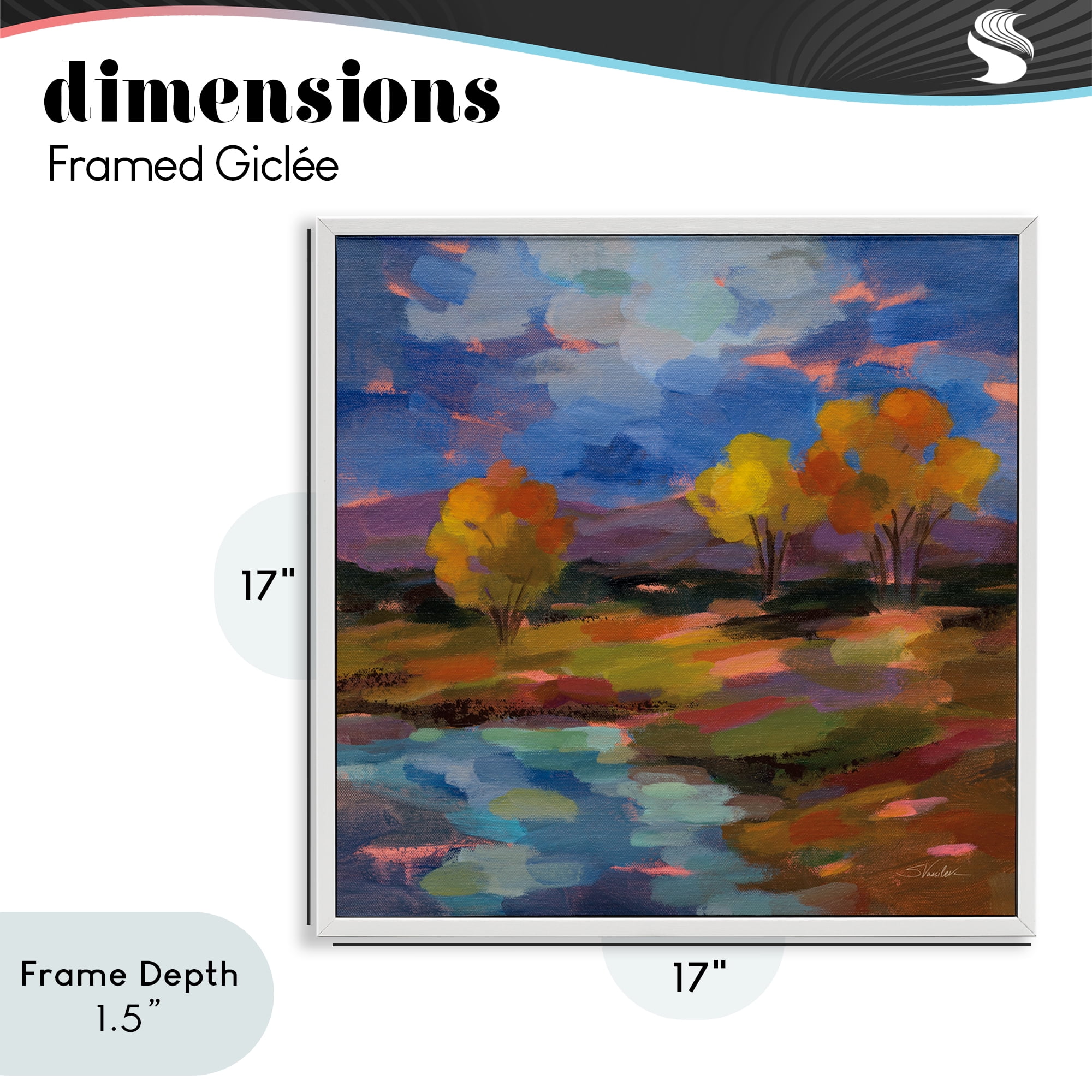 Stupell Industries October Glow Lakeside Reflection White Framed Giclee Art, design by Silvia Vassileva