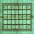 thumbnail image 1 of Ahgly Company Machine Washable Indoor Square Abstract Turquoise Blue Modern Area Rugs, 8' Square, 1 of 4