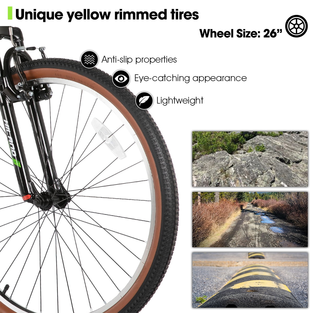 HILAND 26 Inch Mountain Bike for Mens and Womens, 21 Speeds Mountain Bicycle, High-Tensile Steel Frame, V Brake, Hardtail MTB for Adults