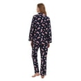 thumbnail image 2 of Amaxer Women's 100% Cotton Cozy Flannel Pajama Set - Long Sleeve Button-Up Top with Elastic Waist Pants, Warm & Soft Sleepwear, Pink flowers on dark blue background, XL, 2 of 6