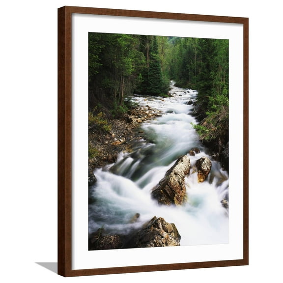 Art.com View of Crystal River Colorado, Gunnison National Forest, Colorado, USA Photographic Print by Adam Jones, Brown Frame Wall Art, 23" x 29"