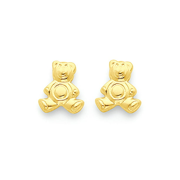 Black Bow Jewelry Company - Kids Small Teddy Bear Post Earrings in 14k ...