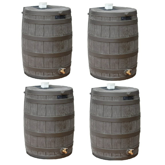 Good Ideas Rain Wizard 50 gal Plastic Rain Barrel w/ Brass Spigot (4 Pack)