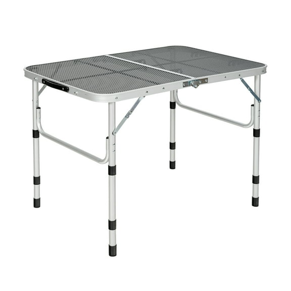 Patiojoy Folding Camping Table Lightweight Portable Aluminum Metal Grill Stand Picnic Table with Iron Mesh Top for Outdoor BBQ