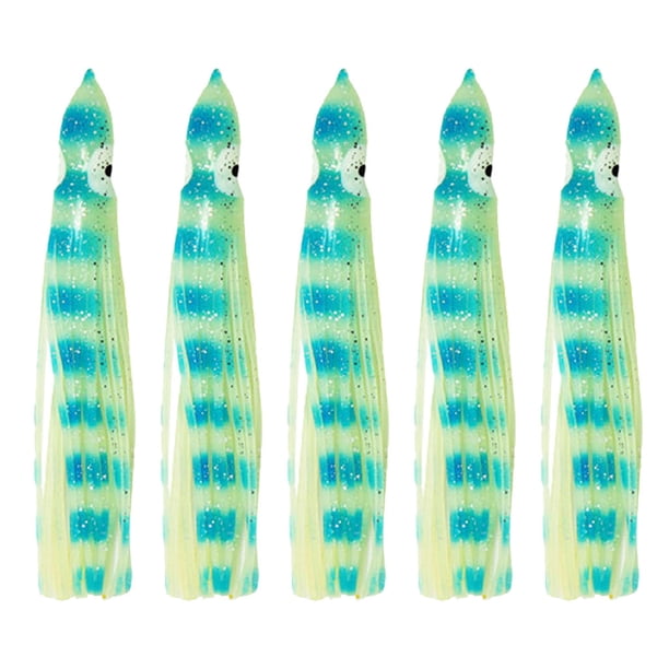 uds pesca de agua salada calamar pulpo faldas señuelos aparejos cebo luminoso brillante Wmkox8yii jkg744
