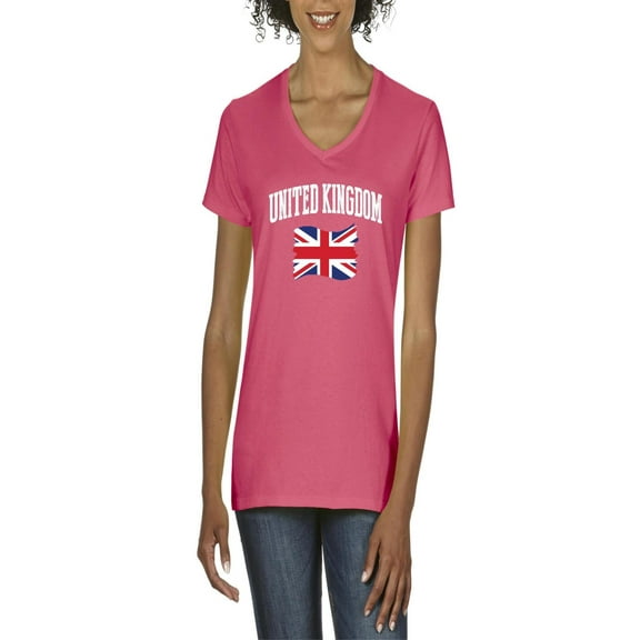 NIB - Women's T-Shirt V-Neck Short Sleeve - United Kingdom British Flag