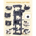 thumbnail image 3 of Cat Tree, 82.6‑Inch Tall Multi‑Level Cat Tower for Indoor Cats with Scratching Posts, Hammock and Pom‑Poms, Dark Gray, 3 of 10