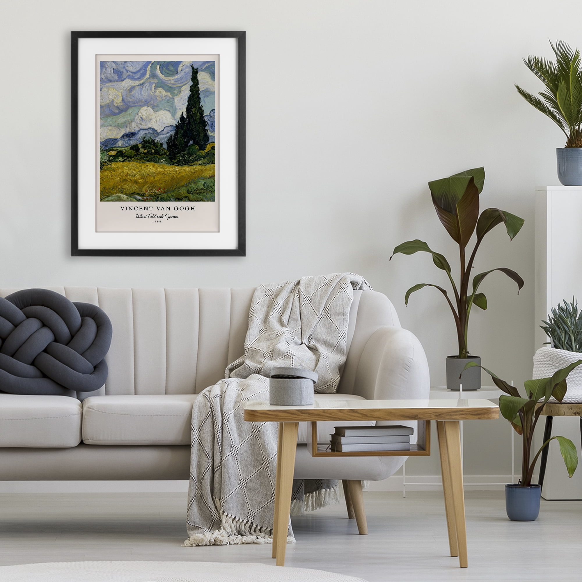 Stupell Industries Classic Wheat Fields with Cypresses Black Framed Print Under Glass, design by Vintage Hustle