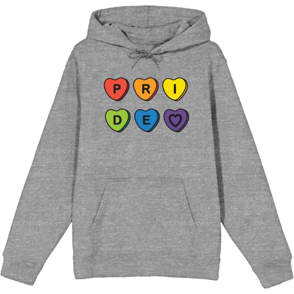 Pride Hearts Adult Heather Gray Long Sleeve Hoodie-XXL