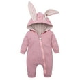 thumbnail image 3 of Otqutp Cute for Hoodie Baby Boys Girls Winter Warm Outfits Cute Ear Hooded Clothes Long Sleeves Zipper Romper Outwear Hooded Jumpsuit(1-Pink,9-12 Months), 3 of 9