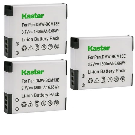 Kastar 3-Pack DMW-BCM13 Battery Replacement for Panasonic DMW-BCM13 DMW-BCM13E DMW-BCM13PP Battery Panasonic VSK0800 VSK0801 Charger Panasonic Lumix DMC-ZS40 DMC-ZS40K DMC-ZS40S Camera
