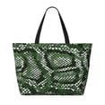 thumbnail image 2 of Xecao Green Snakeskin for versatile beach bag for women includes zipper pockets and waterproof material, ideal for vacations and adventures., 2 of 7